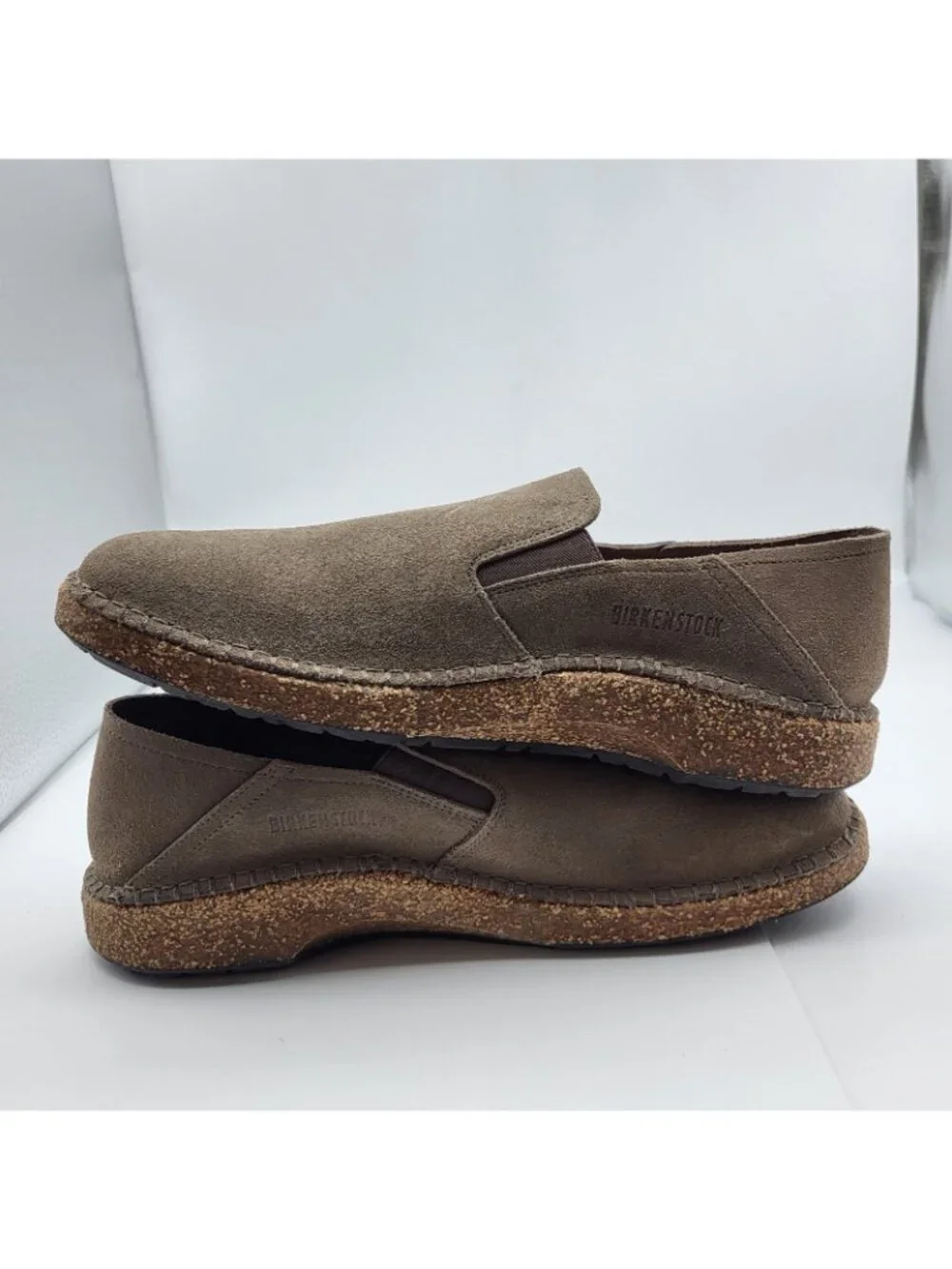 Birkenstock Callan Men’s Slip-On Suede Shoes Size 42 9 US Cork Sole beige